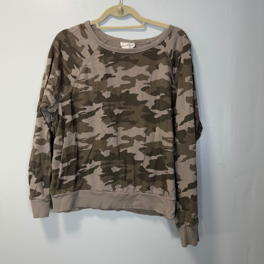 Universal Thread Camo Sweatshirt Green Brown Camouflage Pullover Large